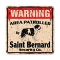 thumbnail image 1 of SAINT BERNARD Vintage Security Sign Area Patrolled pet owner dog lover purebred puppy gift Rigid Plastic | Indoor/Outdoor | 17" Wide, 1 of 4
