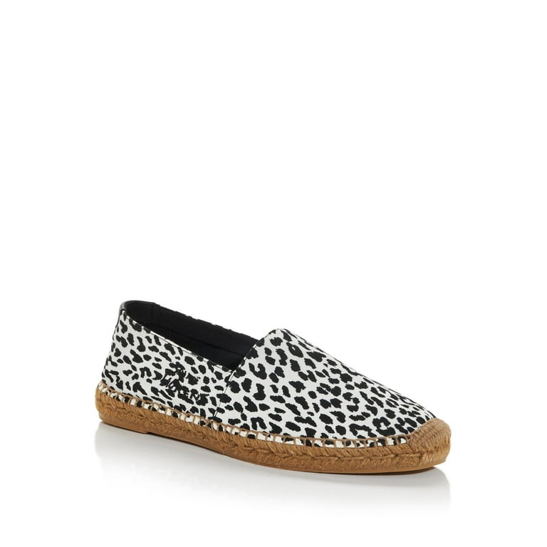 SAINT LAURENT Mens White Leopard Print Logo Round Toe Platform