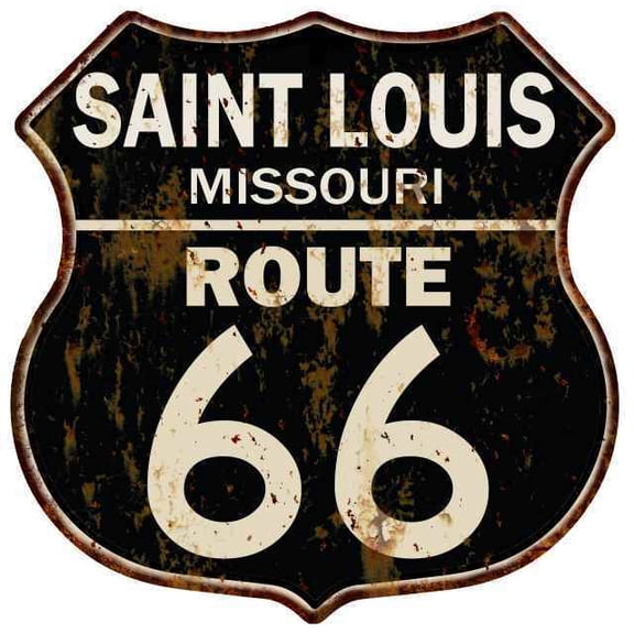 SAINT LOUIS, MISSOURI Route 66 Shield Metal Sign Man Cave Garage Size: 12"x 12"