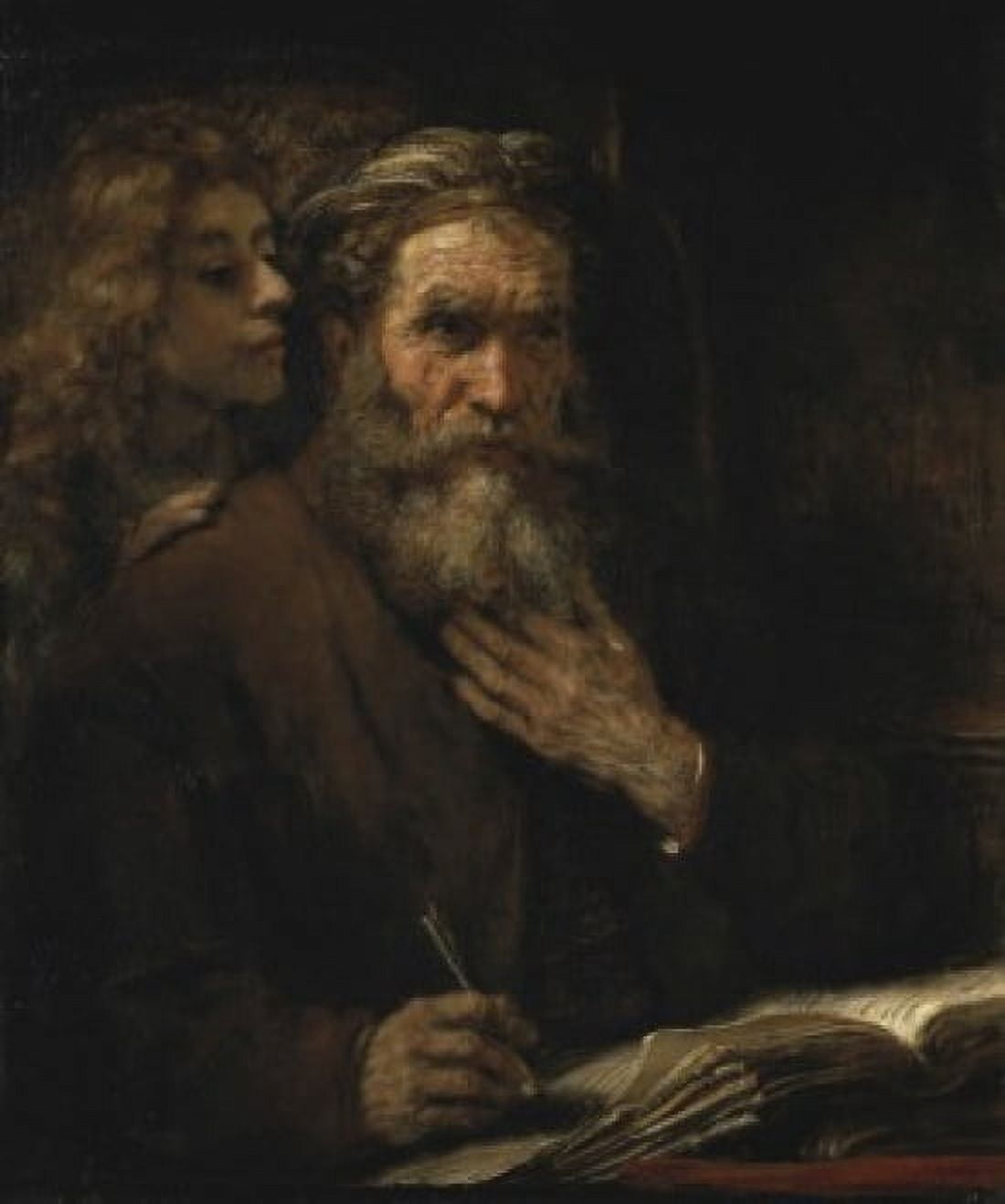 SAINT MATTHEW AND THE ANGEL 1661 Rembrandt Harmensz van Rijn 1606 d1669 Dutch Musee du Louvre Paris Canvas Art - Rembrandt Harmensz van Rijn (18 x 24)