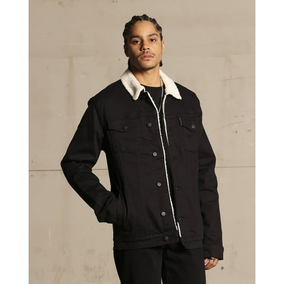 SAINT MORTA Mens Faux Sherpa Denim Jacket