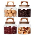thumbnail image 1 of SAIOOL Glass Jars with Airtight Lid [Set of 4],Kitchen Canisters, Borosilicate Storage Containers,Retro Design, jars for Candy,Cookie,Rice,Sugar,Flour, Flour,Pasta,Nuts and Spice Jars C104, 1 of 3