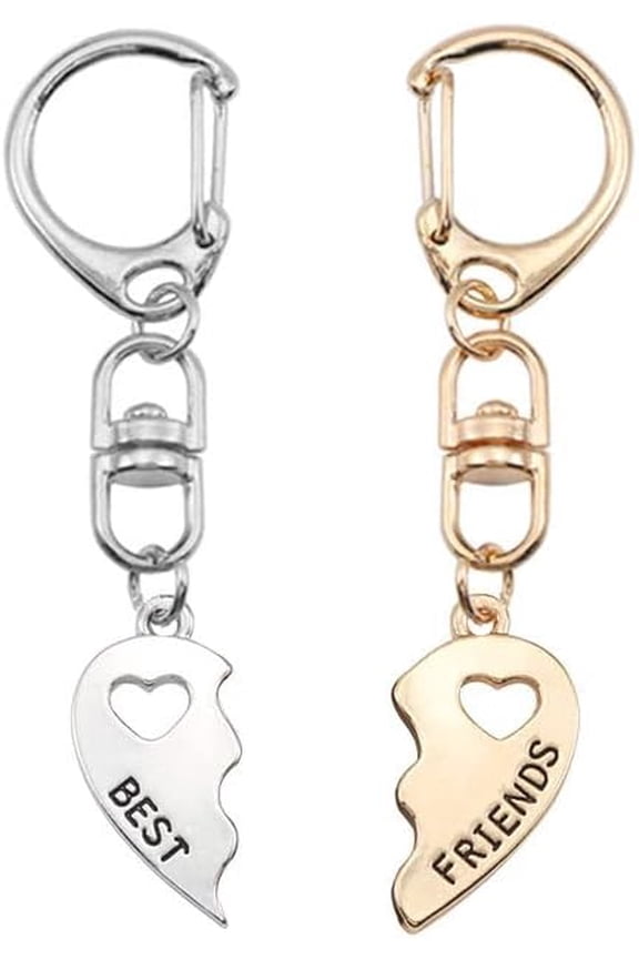 BFF Best Friend Keychain Gifts for 2 - Matching Friendship Keychains Gift for Women Best Friends Heart Shaped Key Ring for BFFs Bestie Bestfriend Christmas Birthday Gifts