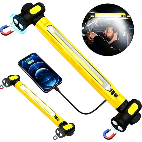 SAISI 5200mAh Magnetic LED Work Light, 5 Modes Rechargeable COB Mechanic Lamp for Auto Garage Camping
