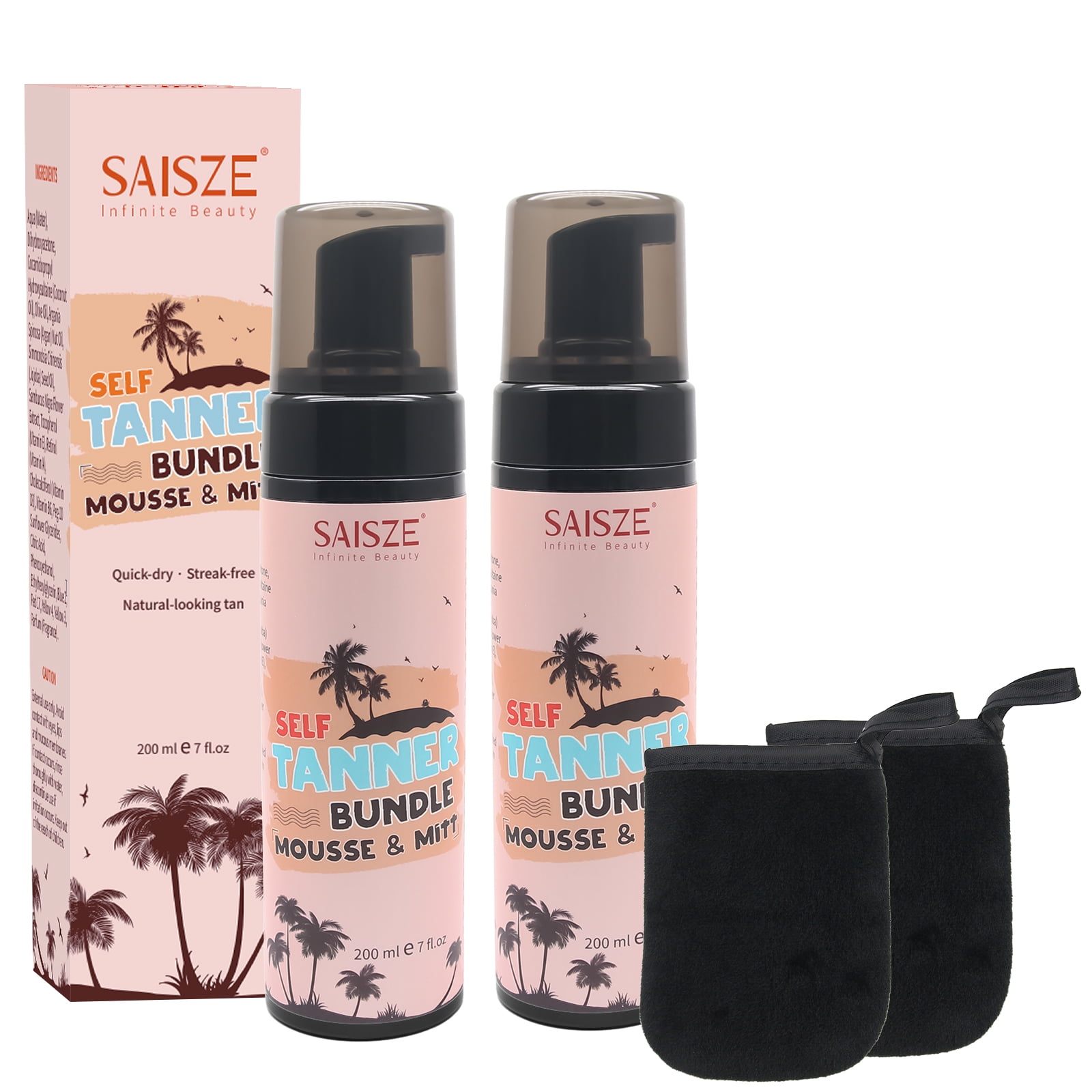 SAISZE 2 Pcs Self Tanner Mousse Kit, Self Tanning Mousse with Bronzer
