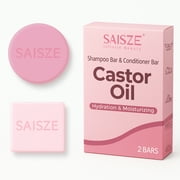 SAISZE Castor Oil Shampoo & Conditioner Bar Set, 2 Pcs Handmade Travel Shampoo & Conditioner Soap for Hair Hydrating, Moisturizing & Clarifying