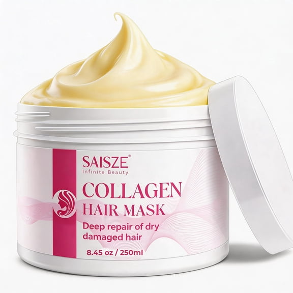 SAISZE Collagen Hair Mask, Deep Conditioning Hair Mask for Dry Damaged Hair, Hydrating Repair Hair Treatment with Argan Oil for Frizzy & Dry Hair, 8.45oz (250ml)