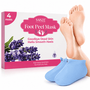 SAISZE Exfoliating Foot Peel Mask with Lavender Oil, Deep Moisturizing Foot Masks for Dry, Rough & Callused Skin, 4 Pairs