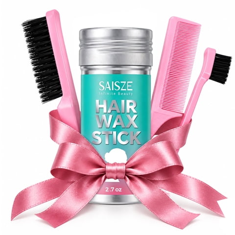 SAISZE Hair Wax Stick for Flyaways with 3 Styling Combs, 2.7 oz Wax Stick for Hair, Frizz Control & Edge Styling for Women and Girls, Perfect Gift for Christmas