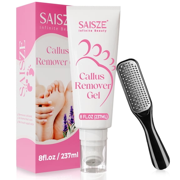 SAISZE Callus Remover Gel for Feet, Foot Callus Remover Tool Includes Gel & Foot File for Hard Calluses & Corn, Pedicure Spa Kits, 8 oz