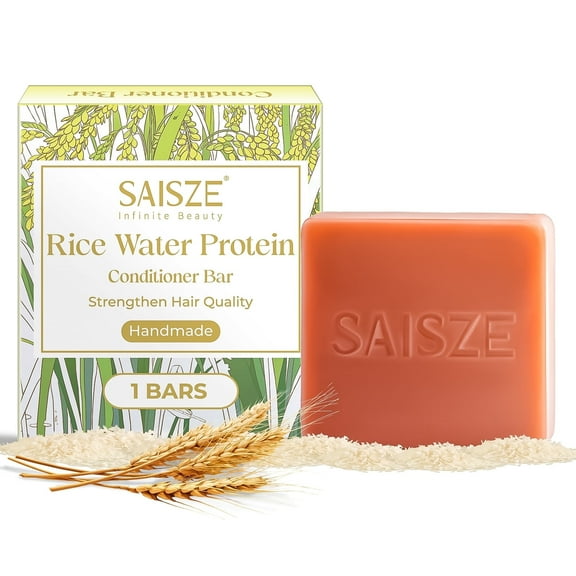 SAISZE Rice Water Conditioner Bar, Natural Hair Conditioner Soap for Hair Strengthening and Thickening, Clarifying, 2.29 oz