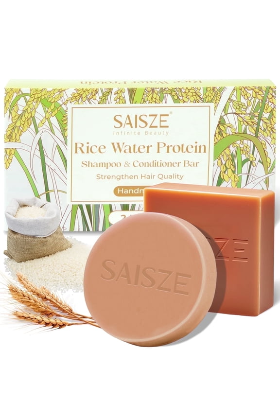 Rice Water Shampoo & Conditioner Bar Set, 2 Pcs Handmade Natural Shampoo Bar and Conditioner Bar for Hair Strengthening, Thickening & Clarifying, Travel Essentials, Mother’s Day Gift Set