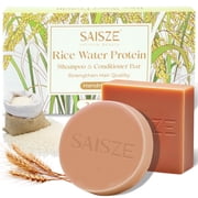 SAISZE Rice Water Shampoo & Conditioner Bar Set, 2 Pcs Handmade Natural Shampoo Bar and Conditioner Bar for Hair Strengthening, Thickening & Clarifying, Travel Essentials, Mother s Day Gift Set