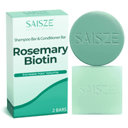 SAISZE Rosemary & Biotin Shampoo and Conditioner Soap Set, 2 Pcs Handmade Natural Shampoo & Conditioner Bar for Hair Thickening, Conditioning & Clarifying