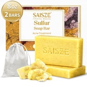SAISZE Sulfur Soap Bar, Deep Cleansing Sulfur Bar Soap for Face & Body, Handmade Bath Soap with Shea Butter & Olive Oil, 4 oz, 2 Pack