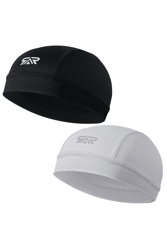 2 Pcs Cooling Skull Cap Helmet Liner - Moisture Wicking, Quick-Drying, Lightweight Beanie Head Wraps for Sports & Cycling, Men & Women