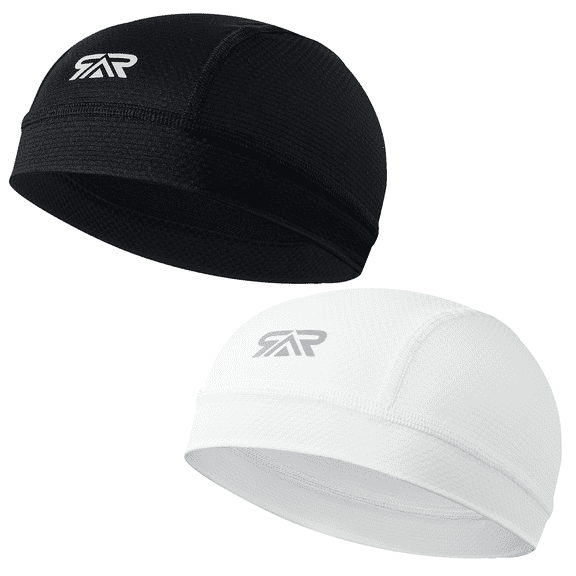 SAITAG 2 Pcs Cooling Skull Cap Helmet Liner - Moisture Wicking, Quick-Drying, Lightweight Beanie Head Wraps for Sports & Cycling, Men & Women