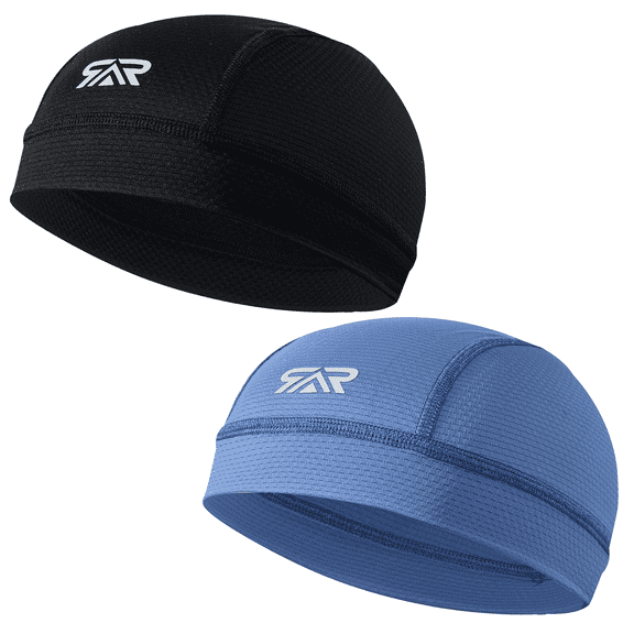 SAITAG 2 Pcs Cooling Skull Cap Helmet Liner - Moisture Wicking, Quick-Drying, Lightweight Beanie Head Wraps for Sports & Cycling, Men & Women
