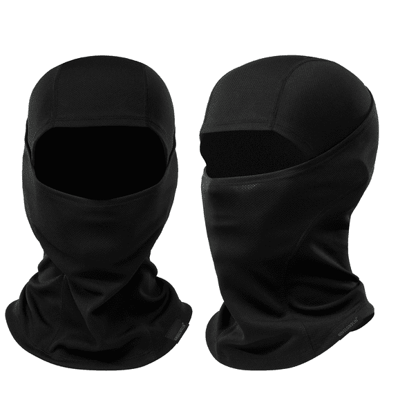 SAITAG 2 Pieces Balaclava Ski Mask - Windproof, Sun Protection, Breathable Helmet Liner for Men Women, Skiing, Cycling, Outdoor Work & Sports (Black+Black)