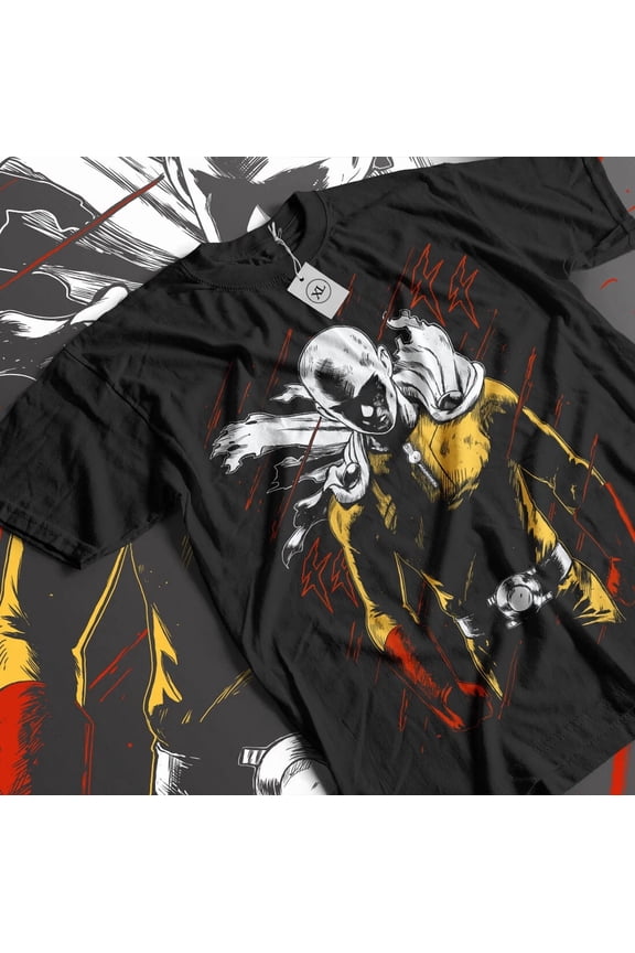 SAITAMA One Punch Man T-Shirt Horror Anime Manga Gifts Black Shirt All Size