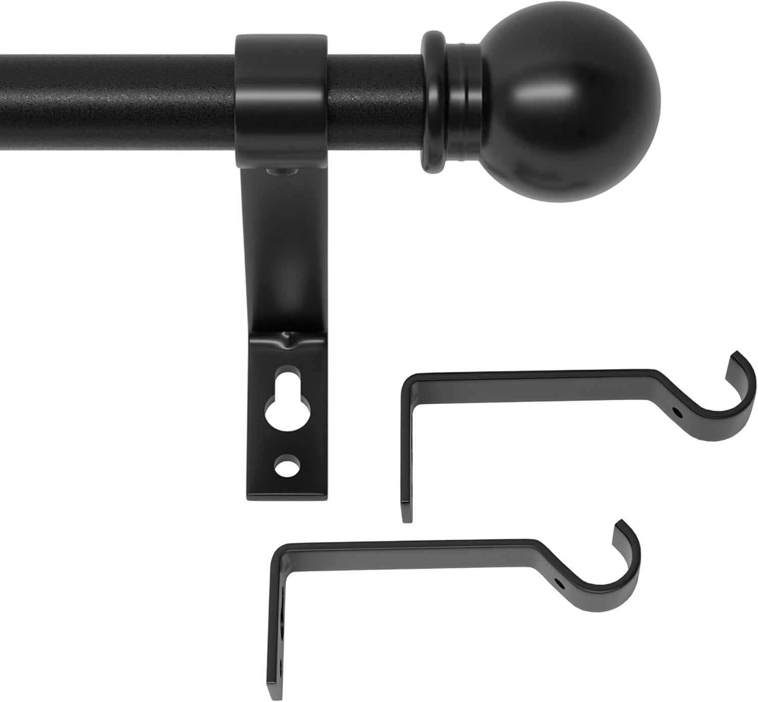 SAIYA Black Curtain Rods for Windows 66 to 120, Adjustable Long Curtain ...