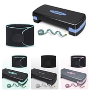 SAKAE Aerobic Step Platform Set with Waist Trimmer & Measuring Tape, Exercise Steppers for Home Gym Exercise Fitness, Adjustable Height 2 Level Risers Workout Step Platform Trainer, Blue