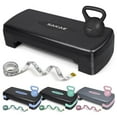 thumbnail image 1 of SAKAE Black Step Aerobics Platform Set with Kettlebell & Measuring Tape, Aerobic Steppers for Exercise at Home, Adjustable Height 2 Level Risers Workout Step Trainer with Non-Slip Surface, 1 of 9