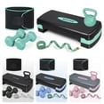 thumbnail image 1 of SAKAE Green Adjustable Aerobic Stepper Kit with Dumbbells & Kettlebell & Weightlifting Belt & Measuring Tape, 2 Level Risers Exercise Step Platform for Home Gym Exercise Fitness Workout, black, 1 of 9