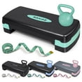 thumbnail image 1 of SAKAE Green Step Aerobics Platform Set with Kettlebell & Measuring Tape, Aerobic Steppers for Exercise at Home, Adjustable Height 2 Level Risers Workout Step Trainer with Non-Slip Surface, 1 of 9