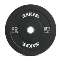 SAKAE Olympic Rubber Bumper Plates, 2-Inch Weight Plates Set with Steel Hub, Ideal for Weightlifting, CrossFit Equipment, Strength Training & Home Gym Workout, 35LB Single