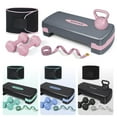 thumbnail image 1 of SAKAE Pink Adjustable Aerobic Stepper Kit with Dumbbells & Kettlebell & Weightlifting Belt & Measuring Tape, 2 Level Risers Exercise Step Platform for Home Gym Exercise Fitness Workout, black, 1 of 9