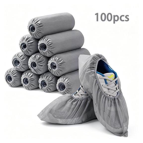 SAKAGURO 100 Count Shoe Covers,Protective Boot,Disposable, Non Slip,Gray