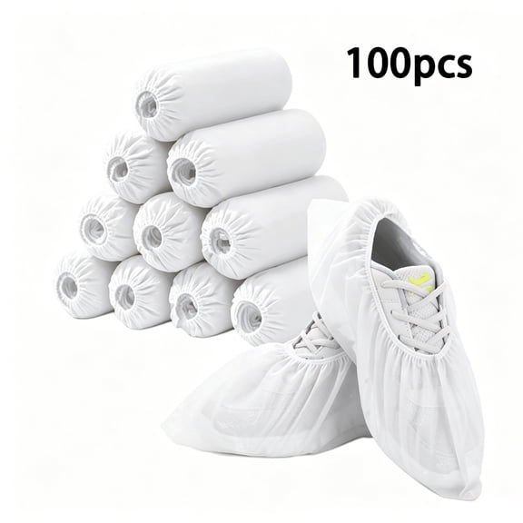 SAKAGURO 100 Count Shoe Covers,Protective Boot,Disposable, Non Slip,White