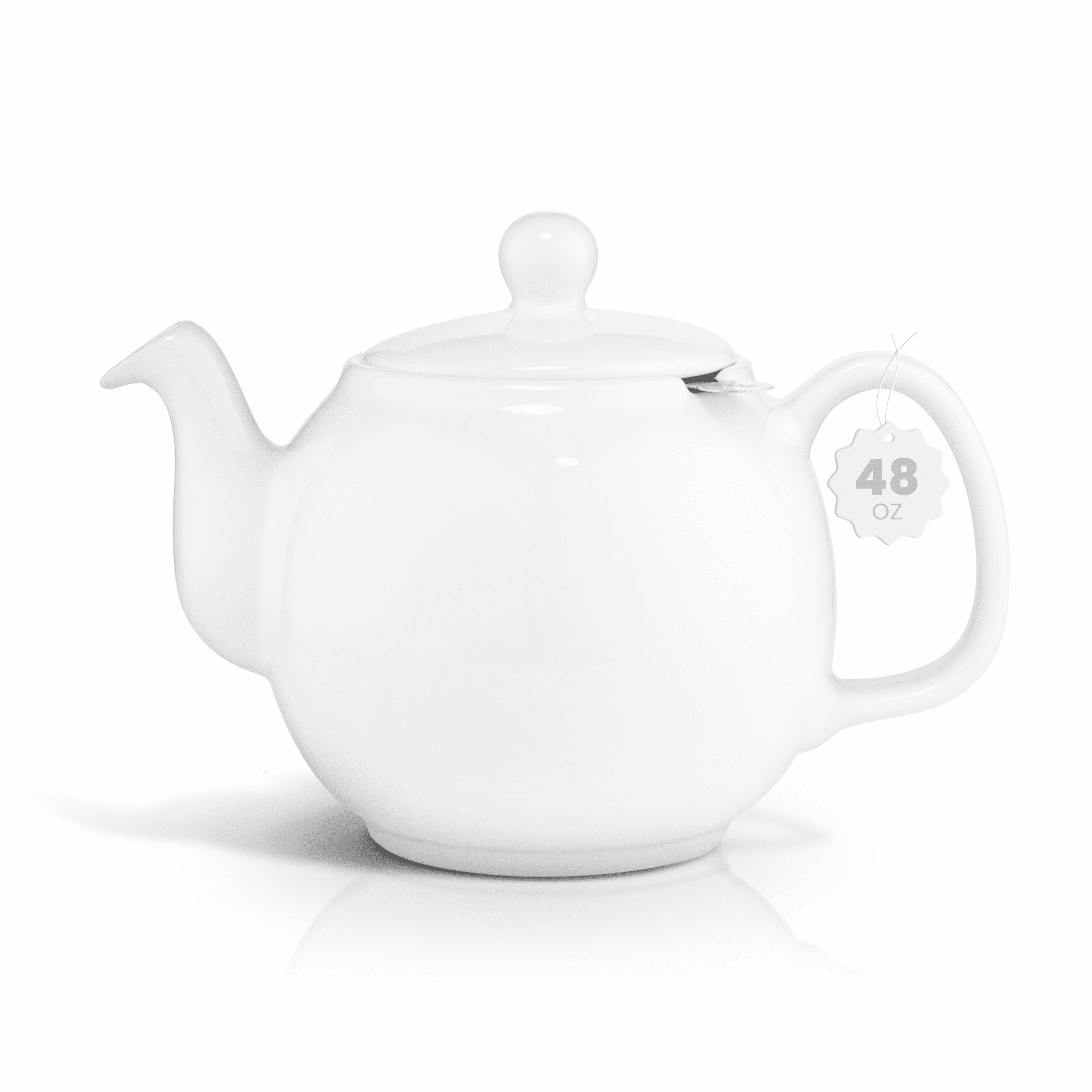 Square Tea Sets White Porcelain Ceramic Teapot 21oz Coffee Serving Pot Tea  Set with Stainless Steel Infuser Wood Lid for Flower Tea Coffee, Matte