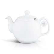 SAKI Porcelain Teapot, 48 Ounce Tea Pot with Infuser, Loose Leaf and Blooming Tea Pot - White