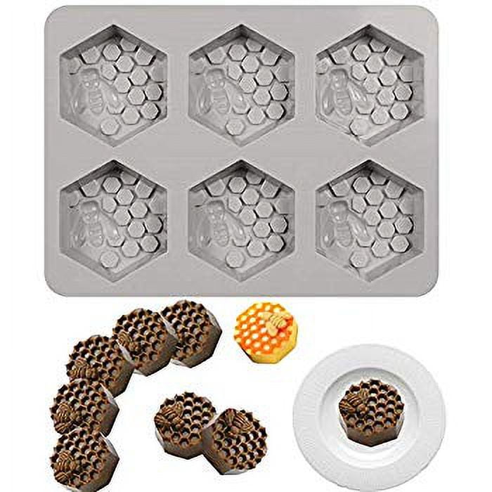 SAKOLLA 6 Cavities Bee Honeycomb Soap Molds, 3D Hexagon Silicone Molds for  Chocolate Cake, Candle, Pudding, Muffine (Color Random)