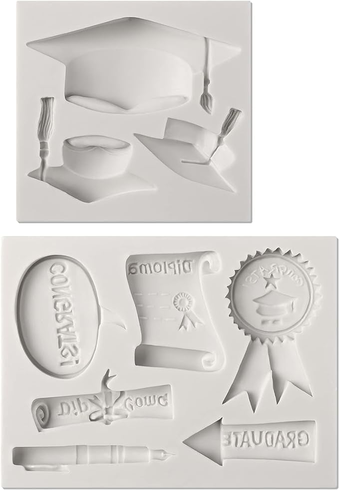 SAKOLLA Graduation Fondant Molds Silicone Doctoral Cap Diploma Candy