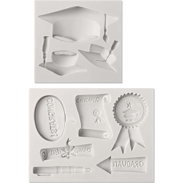 SAKOLLA Graduation Fondant Molds Silicone Doctoral Cap Diploma Candy