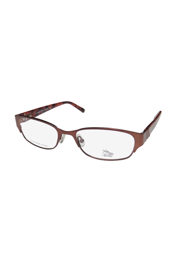 NEW SAKS FIFTH AVENUE 263 WOMENS/LADIES DESIGNER FULL-RIM COPPER / BROWN FASHIONABLE FRAME DEMO LENSES 52-17-130 FLEXIBLE HINGES EYEGLASSES/GLASSES