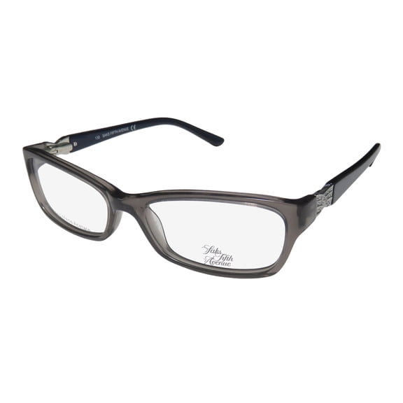 NEW SAKS FIFTH AVENUE 271 WOMENS/LADIES DESIGNER FULL-RIM ONYX CRYSTAL AUTHENTIC CONTEMPORARY CASUAL FRAME DEMO LENSES 51-15-130 FLEXIBLE HINGES EYEGLASSES/EYE GLASSES