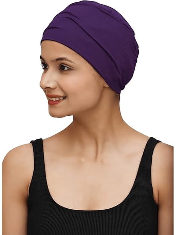 Chemo Hats Solid Sleep Cap Women's Bamboo Soft Headwear Cancer Cap Multicolor
