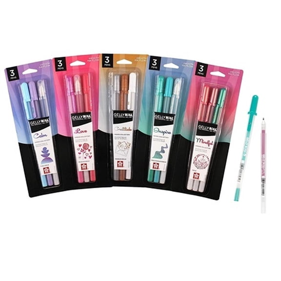 SAKURA Gelly Roll Moods Five Giftable 3 Pk Sets: Calm, Love, Gratitude, Inspire & Mindful, 15 Gel Pens