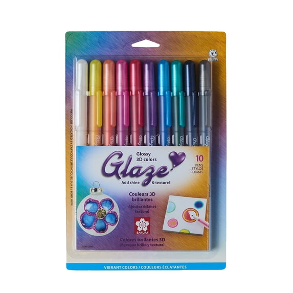 SAKURA Glaze 3D Ink Pen - 3D Ink Pen for Lettering, Drawing, Ornaments & More - Great for Art & Holiday Gifts, DIY Projects & Personalized Gifts for Mom - Assorted Colored - 10 Colors