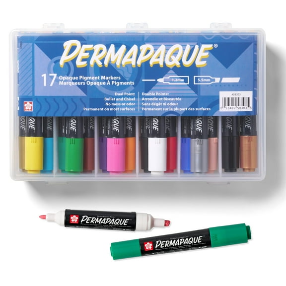 SAKURA Permapaque Artist's Gift Set, Dual Point Opaque Paint Markers, Ass't Archival Colors, 17 PK