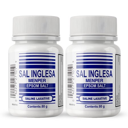 SAL INGLESA Epsom Salt Laxative for Constipation and Muscle Relief, Magnesium Powder, 2.82 oz, 2 pack