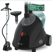 SALAV Performance Smart Auto off Upright Garment Steamer with Wheels & Descaler Packet, Black