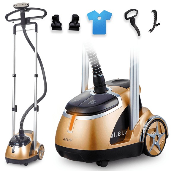 SALAV Professional Series Garment Steamer with Stainless Steel Plated Nozzle in Gold