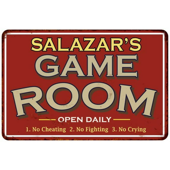 SALAZAR'S Game Room Sign Vintage Look 16 x 24 Matte Finish Metal 116240001402