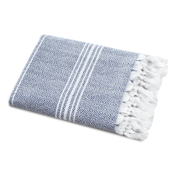 SALBAKOS - Cotton Turkish Beach Towel - Made with 100% Turkish Cotton, Lightweight, Absorbent & Quick Dry Beach Towels for Gym, Pool, Beach & Spa | 40"x70" (Blue)