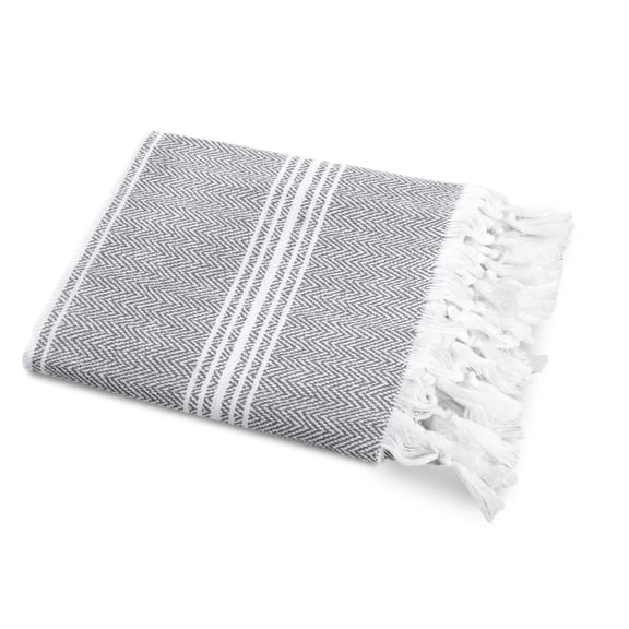 SALBAKOS - Cotton Turkish Beach Towel - Made with 100% Turkish Cotton, Lightweight, Absorbent & Quick Dry Beach Towels for Gym, Pool, Beach & Spa | 40"x70" (Gray)